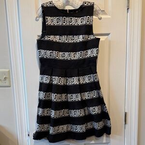 Aqua Black and White Striped Mini Dress